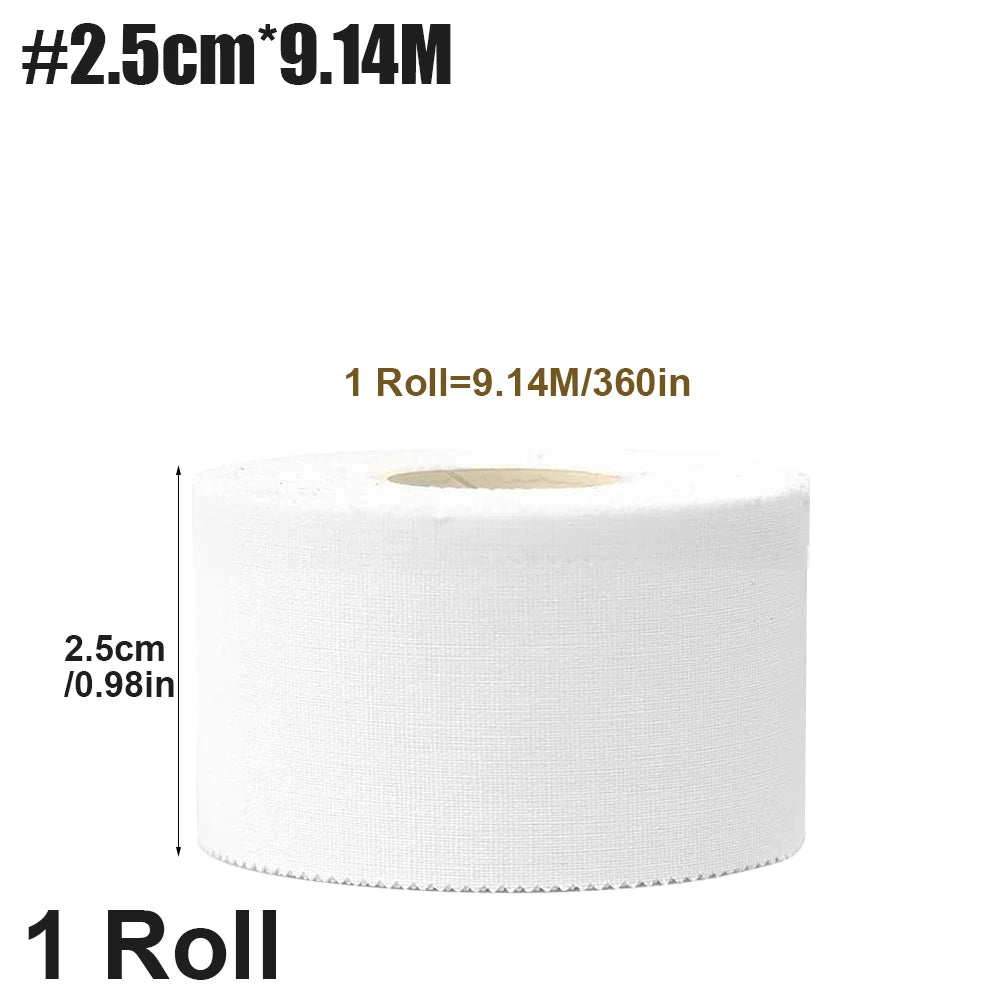 1 Roll Athletic Tape In White Cotton Sports Tape Adhesive Elastic Bandage Knee Wrist Ankles Muscle Support- Easy Tearing