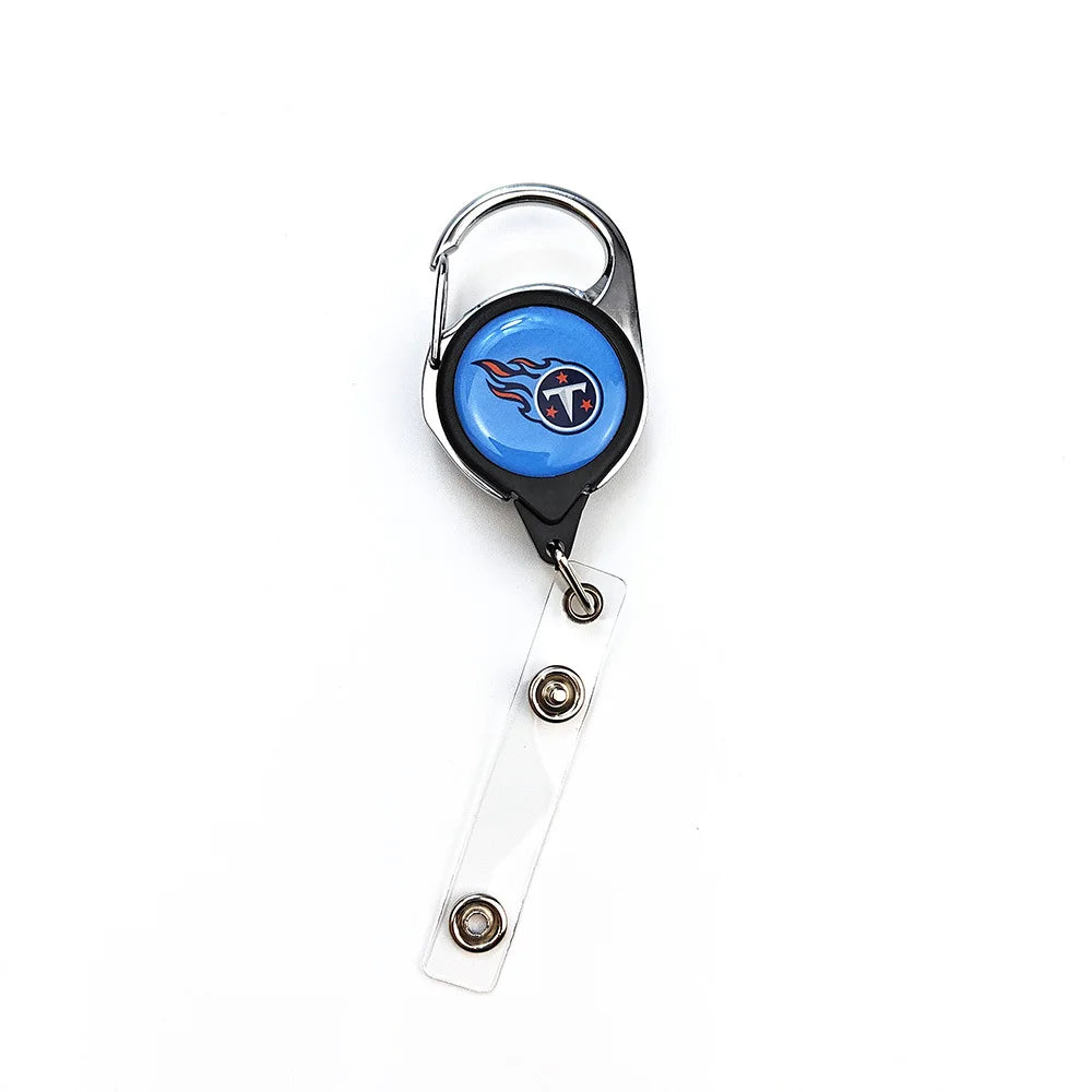 Belt Rope Football nfl Keychain Name Tag Holder Cord Reel Retract ID Card Badge Clip Reel