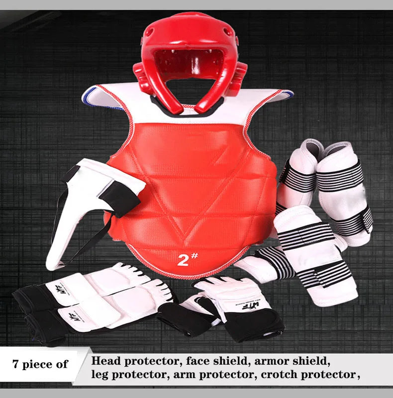 WTF Taekwondo Glvoes Karate Vest Body Protector Sparring Gear Arm Shin Chest Guard Helmet MMA Training Set Equipment kickboxing