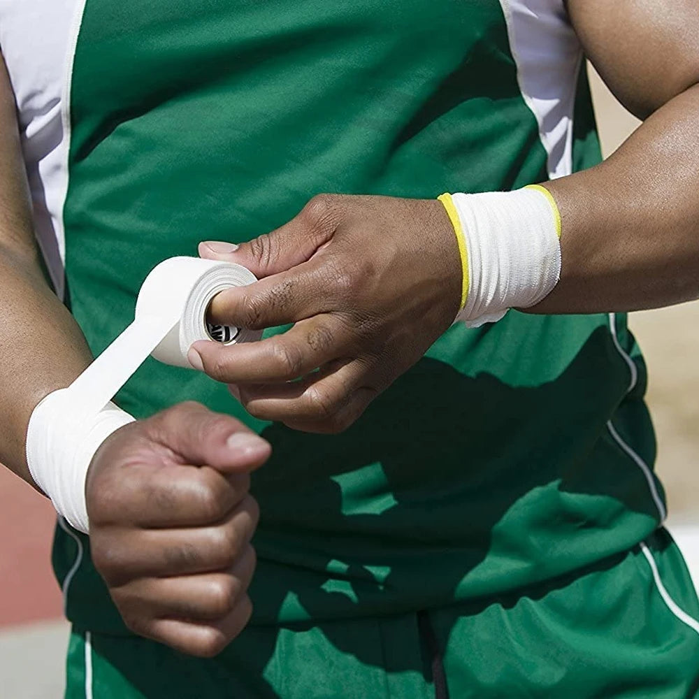 1 Roll Athletic Tape In White Cotton Sports Tape Adhesive Elastic Bandage Knee Wrist Ankles Muscle Support- Easy Tearing