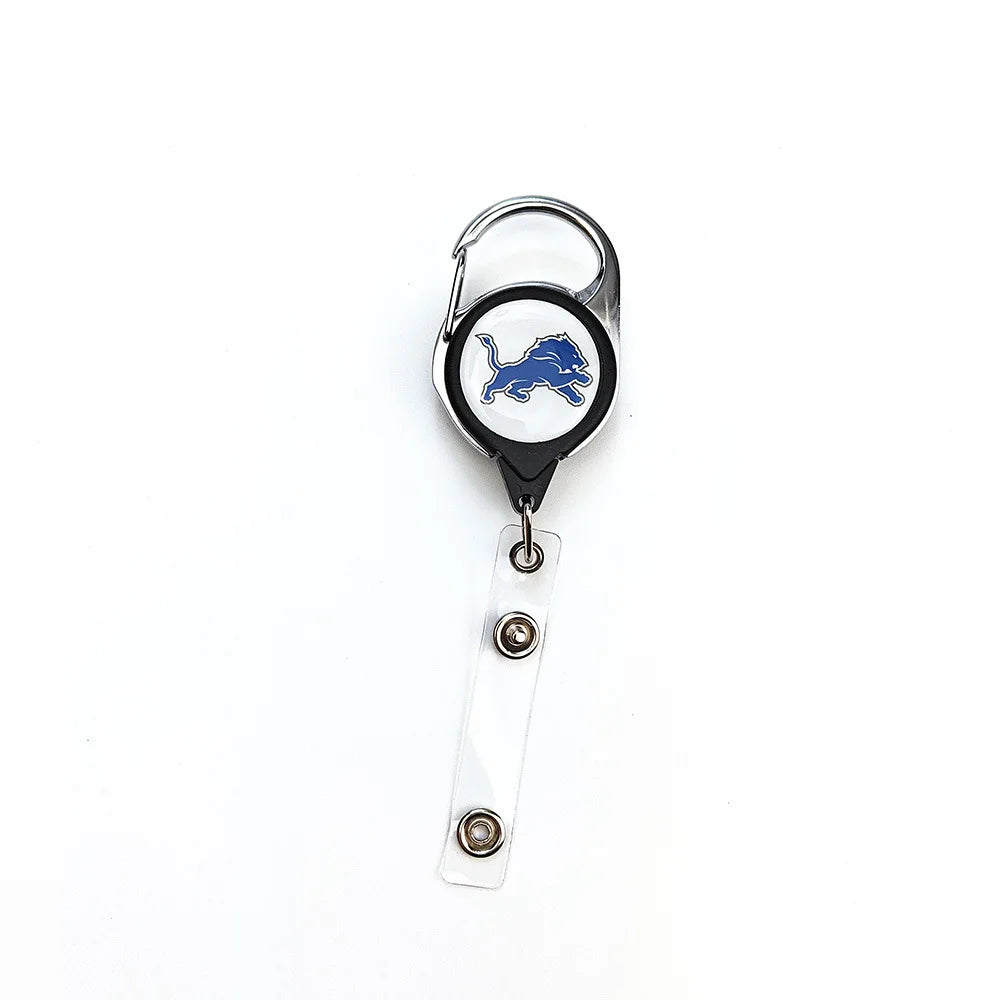 Belt Rope Football nfl Keychain Name Tag Holder Cord Reel Retract ID Card Badge Clip Reel