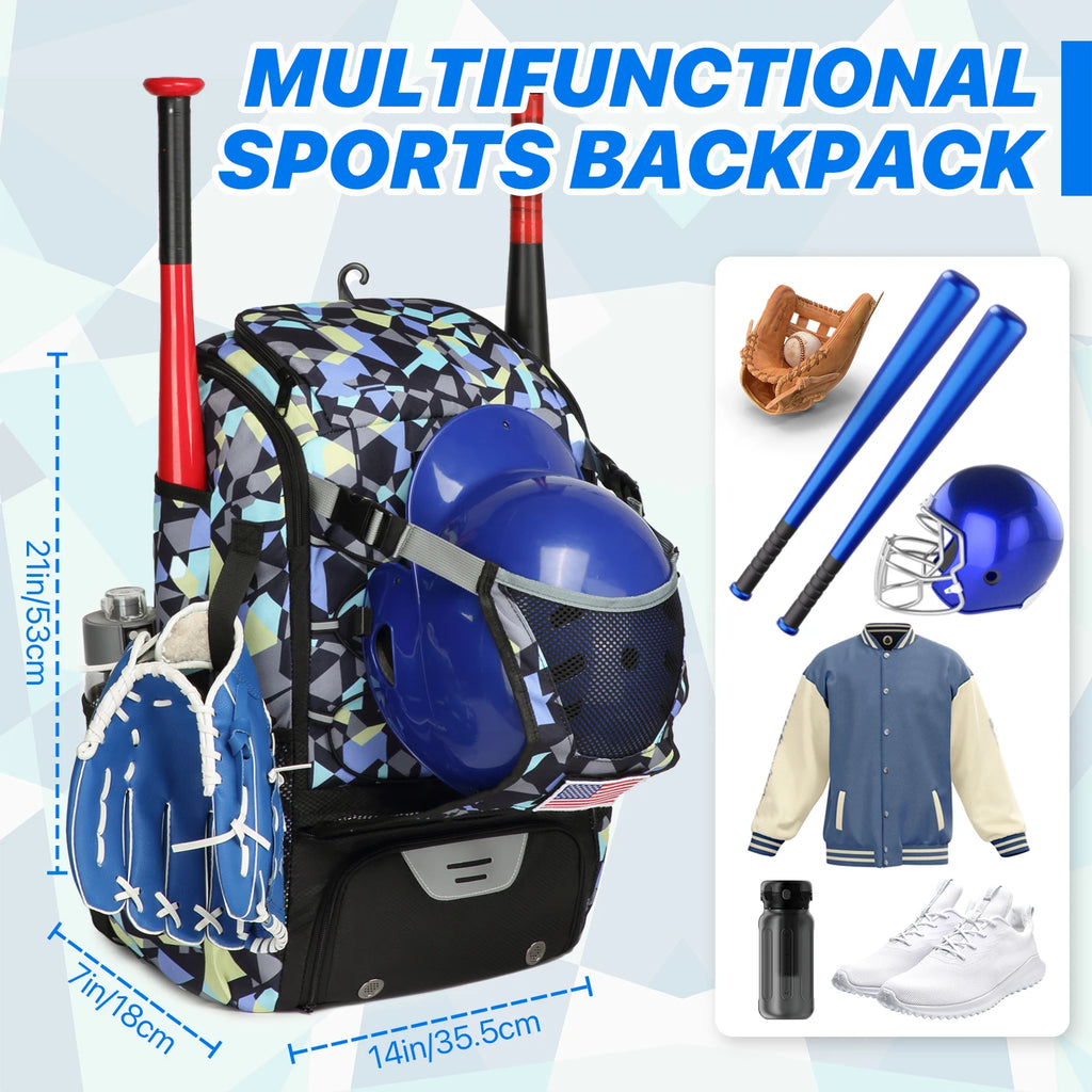 Baseball Equipment Bag Baseball Backpack with Shoe Compartment Softball Bat Bag for Youth Large Capacity Sport Baseball Backpack