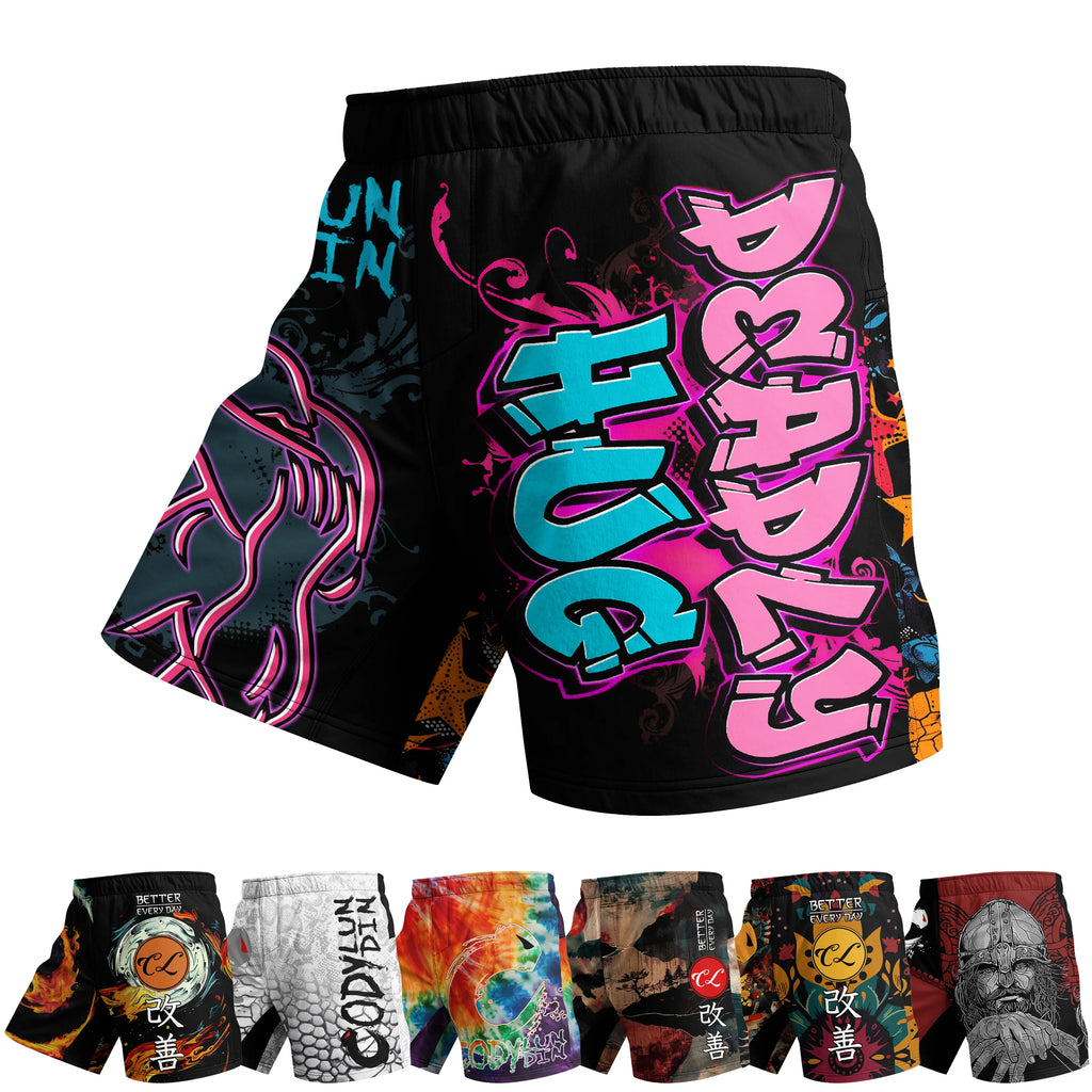 Fighting Hot MMA Training Grappling Shorts With 4-Way Stretch Fabric And Your Own Sublimation Printing MMA Shorts With Rubber