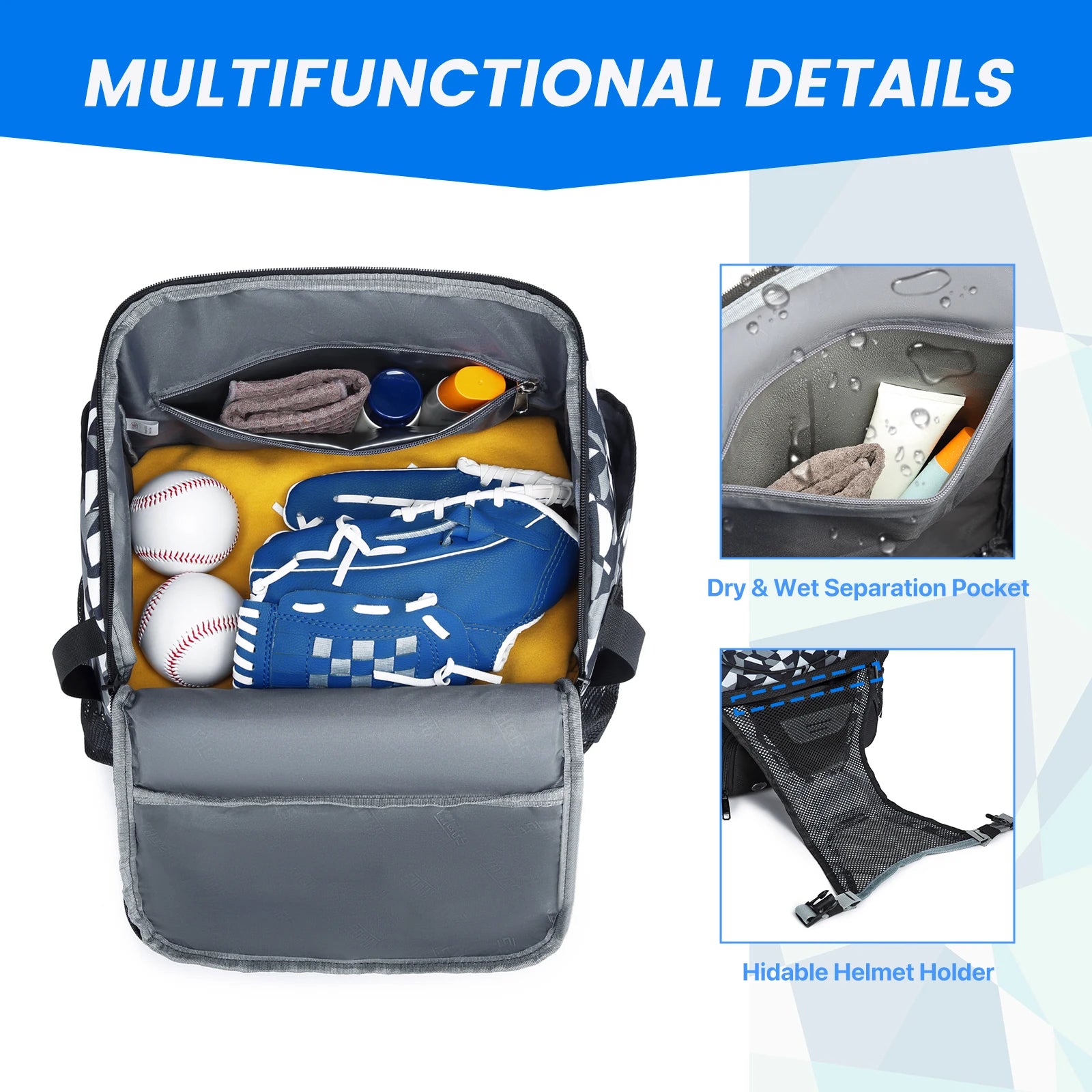 Baseball Equipment Bag Baseball Backpack with Shoe Compartment Softball Bat Bag for Youth Large Capacity Sport Baseball Backpack