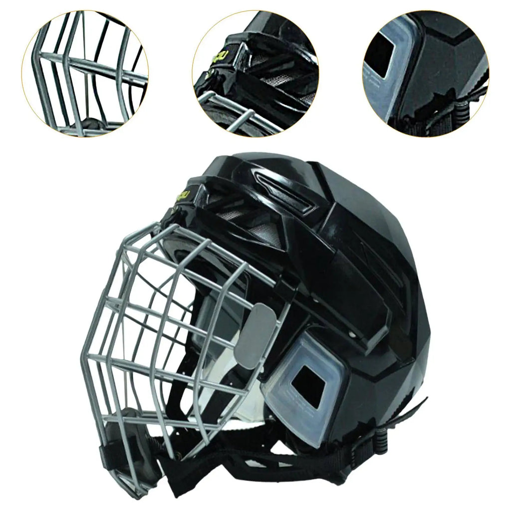 Hockey Helmet Black with Chinstrap Ice Skate Helmet for Training Competition