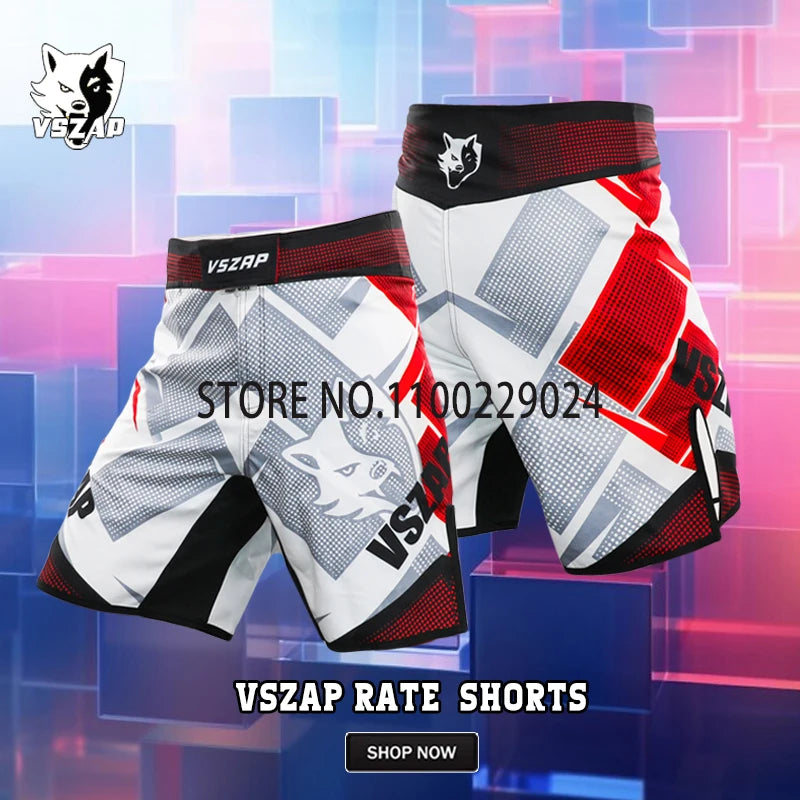 MMA Shorts Men's Boxing Pants VSZAP Kickboxing Training Grappling Shorts Gym Breathable Martial Arts Muay Thai Cage Fight Wear
