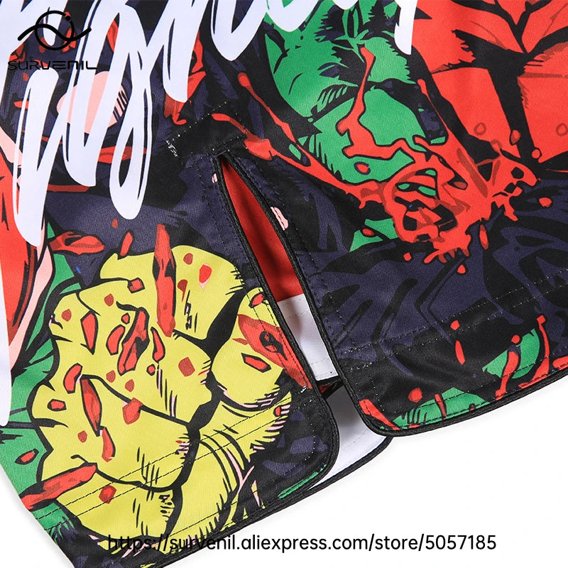 MMA Shorts Men Women Pro Style Fight Shorts for Muay Thai BJJ Training Quick Dry Split Design Jiu Jitsu Boxing Grappling Shorts