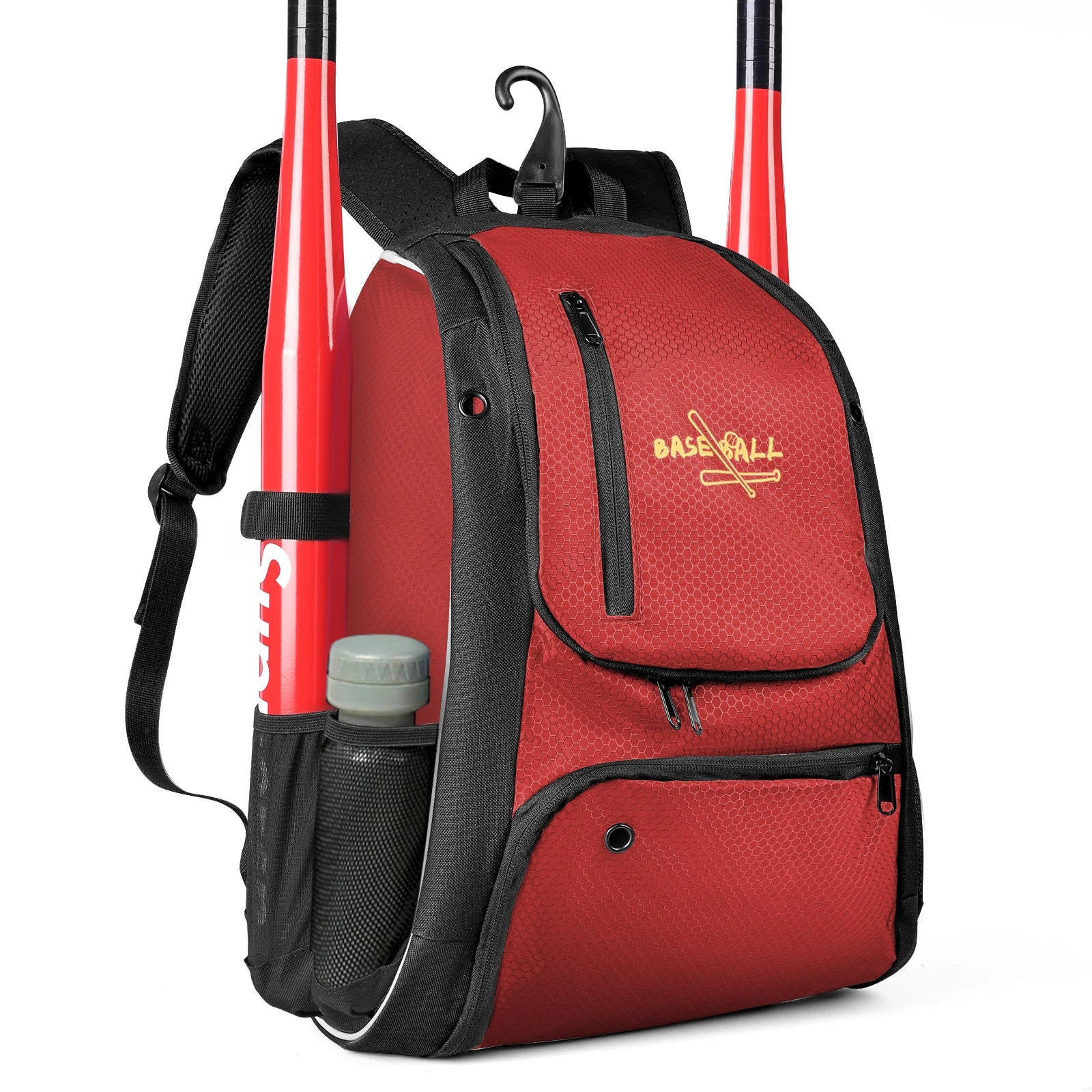 Baseball Bag Softball Bag Waterproof Backpack Bag Shoulder Sport Bag Youth Boy Girl Adult Fence Hook Ball Bat Batting Glove Gear