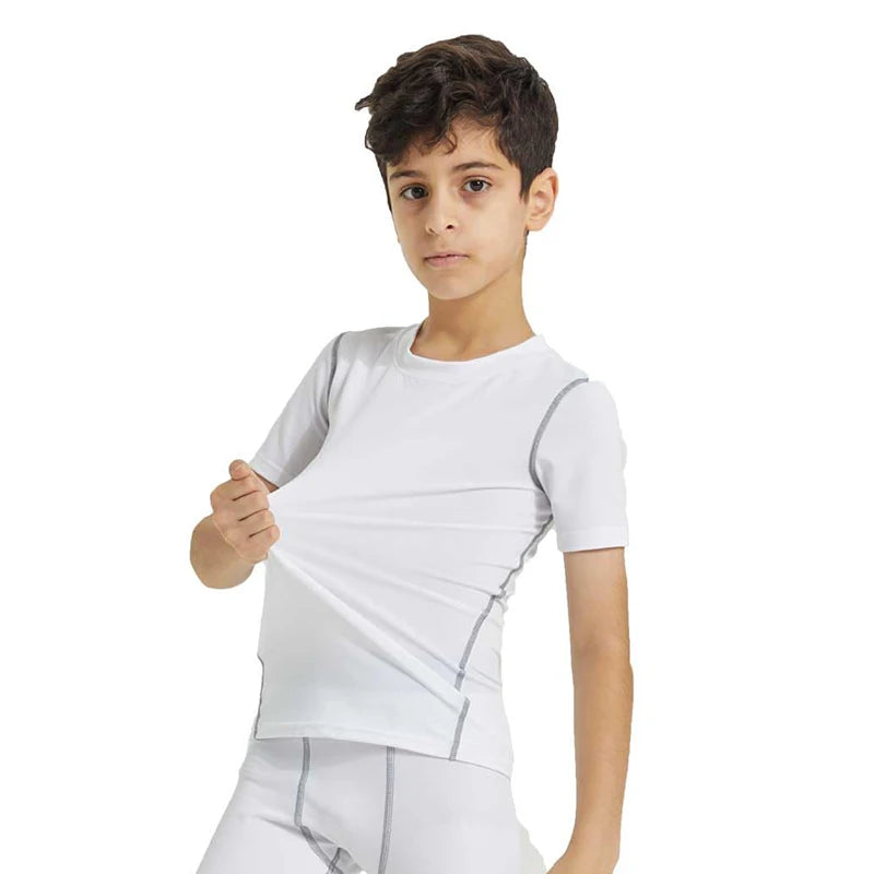 Boys Compression Shirts Short Sleeve Football Undershirt for Kid Quick Dry Athletic Baseball Youth T-Shirt Base Layer
