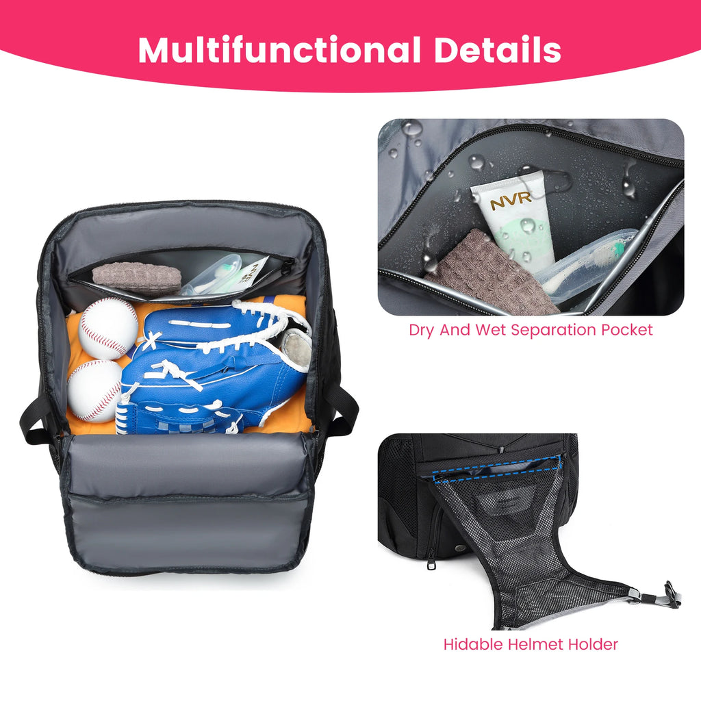 Baseball Equipment Bag Baseball Backpack with Shoe Compartment Softball Bat Bag for Youth Large Capacity Sport Baseball Backpack
