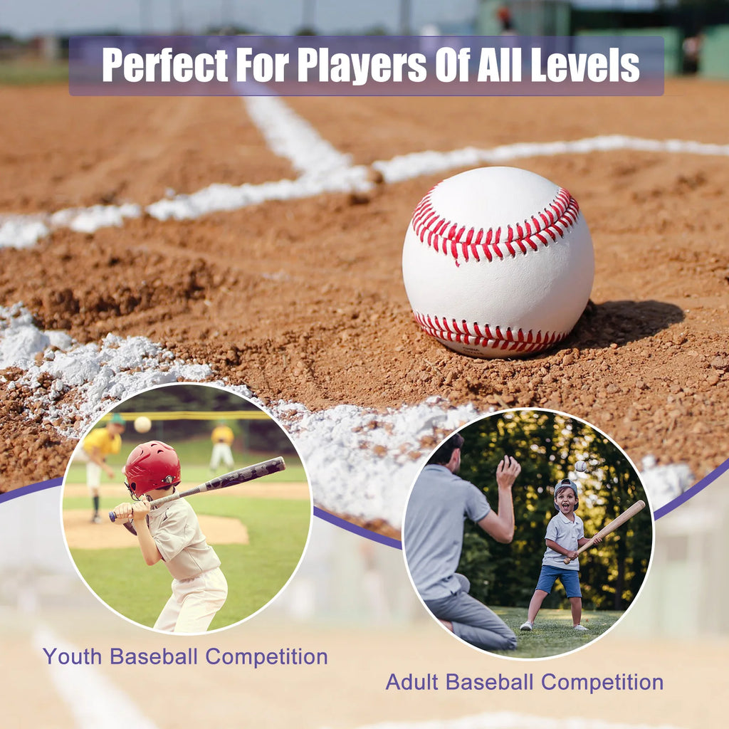 3/6/12pcs Baseball Hard Baseballs Bulk Standard Size Adult Leather Practice Training Baseball Unmarked Baseballs for Pitching 9"