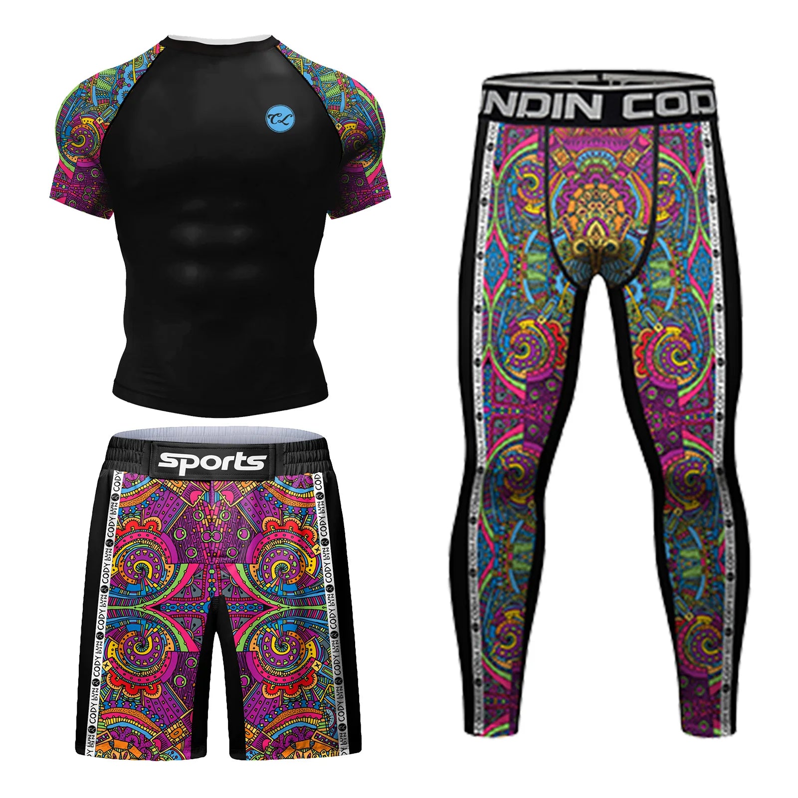 MMA Rashguard T Shirts+Pants Rash Guard Shorts BJJ Tracksuit Boxing Jerseys Muay Thai MMA Compression Men Kickboxing Sport Sets
