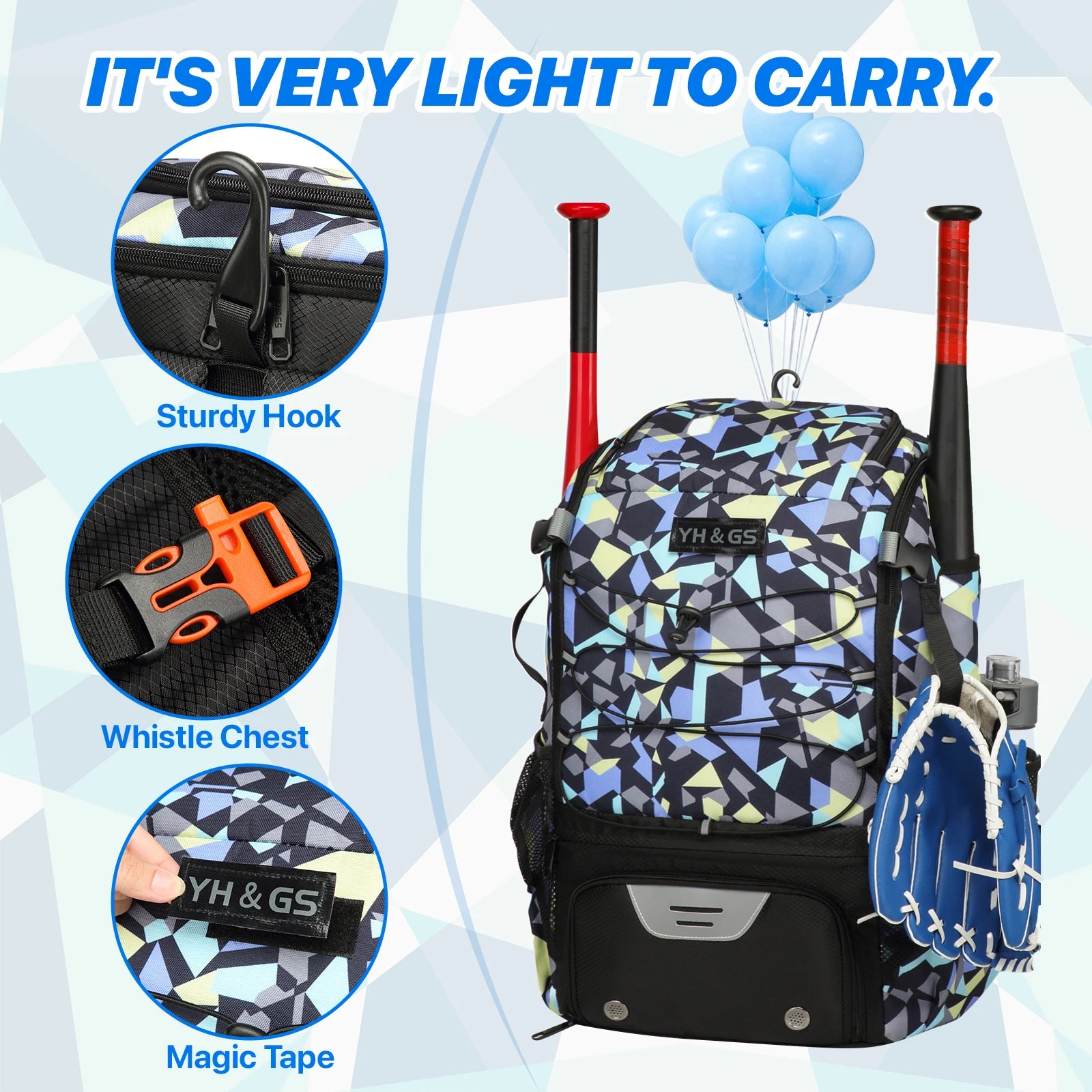 Baseball Equipment Bag Baseball Backpack with Shoe Compartment Softball Bat Bag for Youth Large Capacity Sport Baseball Backpack