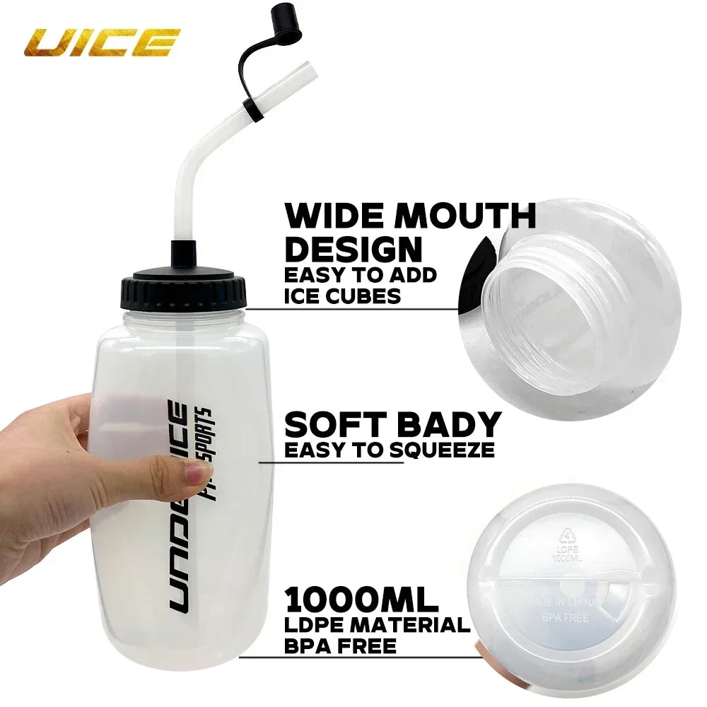 Sports Water Bottle 1000ML Boxing Water Bottle PP/LDPE Ice Hockey Water Bottle BPA Free Hockey Accessories Sports Equipment