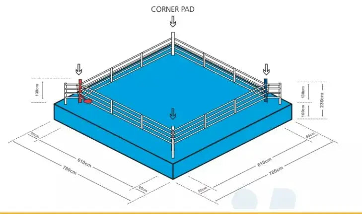 Elevated Boxing Ring Wrestling Ring - Competition Standard  Portable Boxing Ring 6m*6m*50cm  7.8*7.8*1m