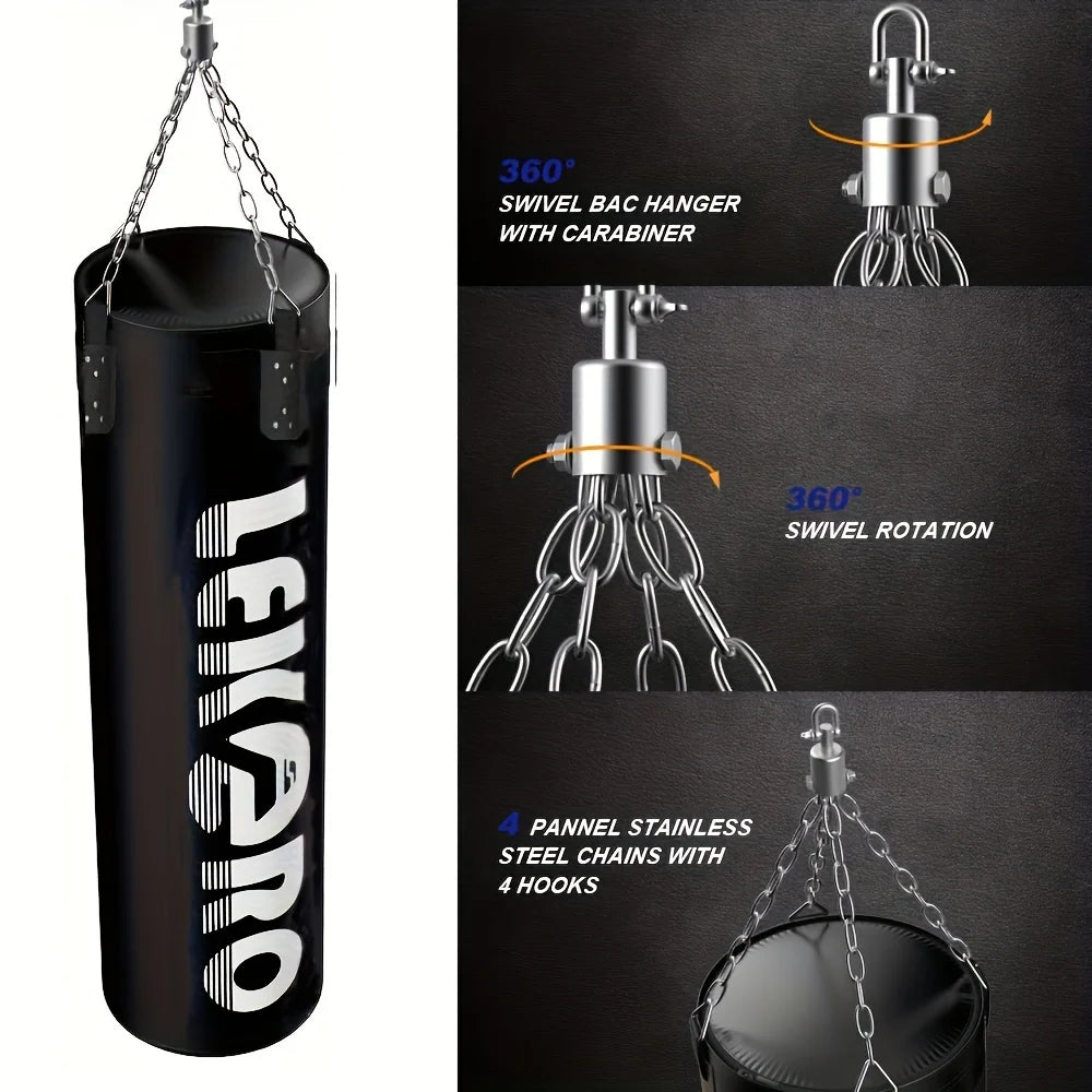 Heavy Duty Hanging Punching Bag (Unfilled) for Boxing, MMA, Kickboxing - Training Punching Bag with Gloves - Gift for Boxing Lov