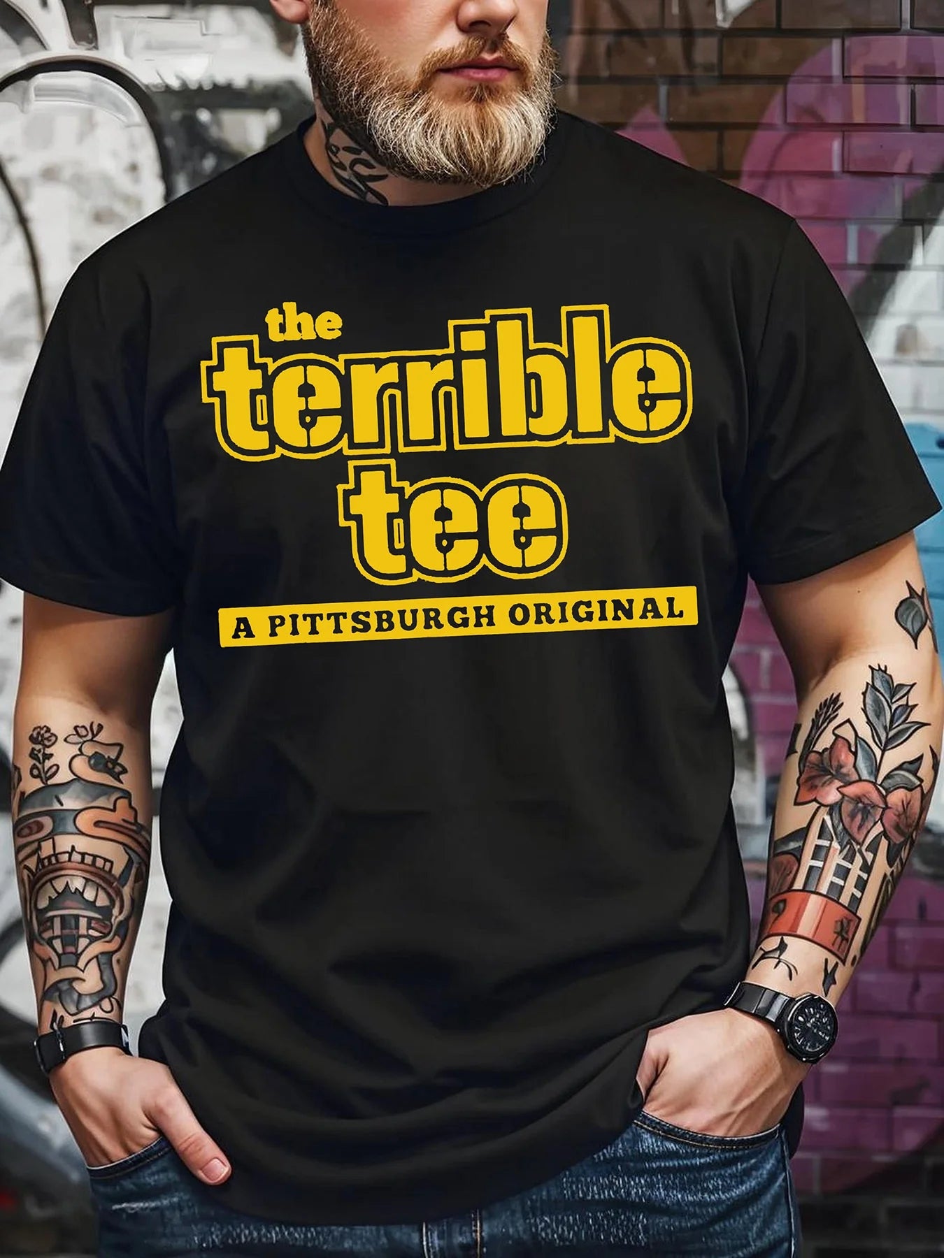 Pittsburgh football style cartoon 1pc 100 cotton casual Mens T-shirt round neck cotton short sleeved T-shirt holiday gift