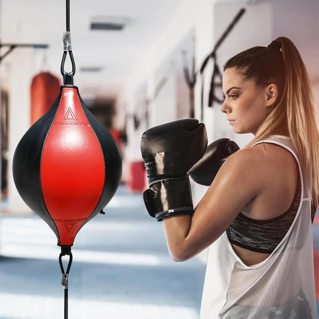 Training Boxing Double End Bag Flexible Punching Ball Hanging Elastic PU Leather Punching Bag for Gym Fitness Boxing Equipment
