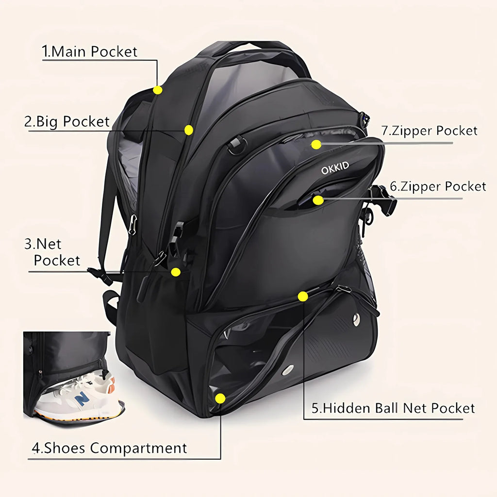 Basketball Backpack Football bag Large Sports Bag with Separate Ball Holder & Shoes Compartment, Best for Basketball, Soccer,Gym