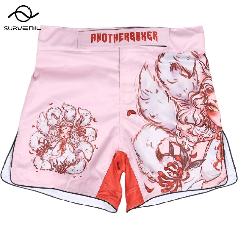 MMA Shorts Men Women Pro Style Fight Shorts for Muay Thai BJJ Training Quick Dry Split Design Jiu Jitsu Boxing Grappling Shorts