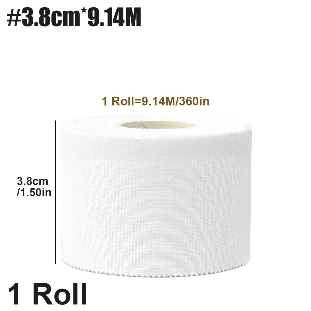 1 Roll Athletic Tape In White Cotton Sports Tape Adhesive Elastic Bandage Knee Wrist Ankles Muscle Support- Easy Tearing