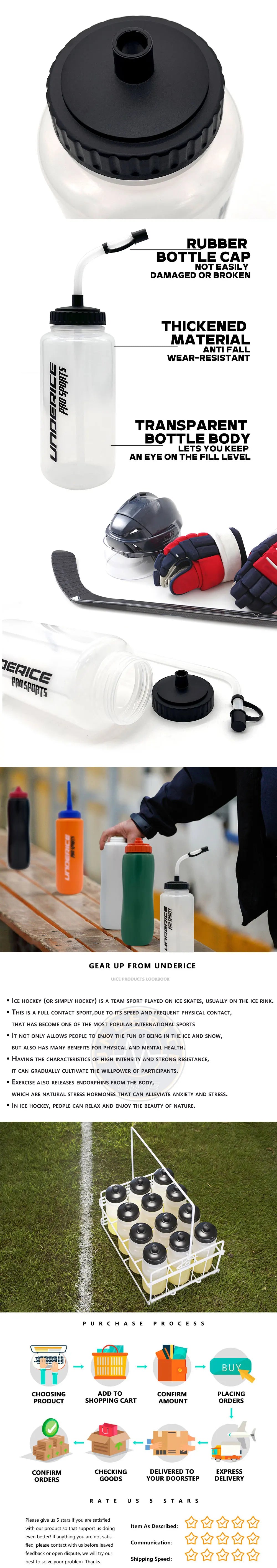 Sports Water Bottle 1000ML Boxing Water Bottle PP/LDPE Ice Hockey Water Bottle BPA Free Hockey Accessories Sports Equipment