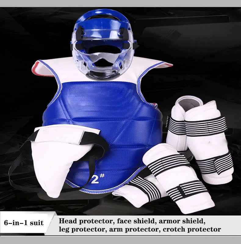 WTF Taekwondo Glvoes Karate Vest Body Protector Sparring Gear Arm Shin Chest Guard Helmet MMA Training Set Equipment kickboxing