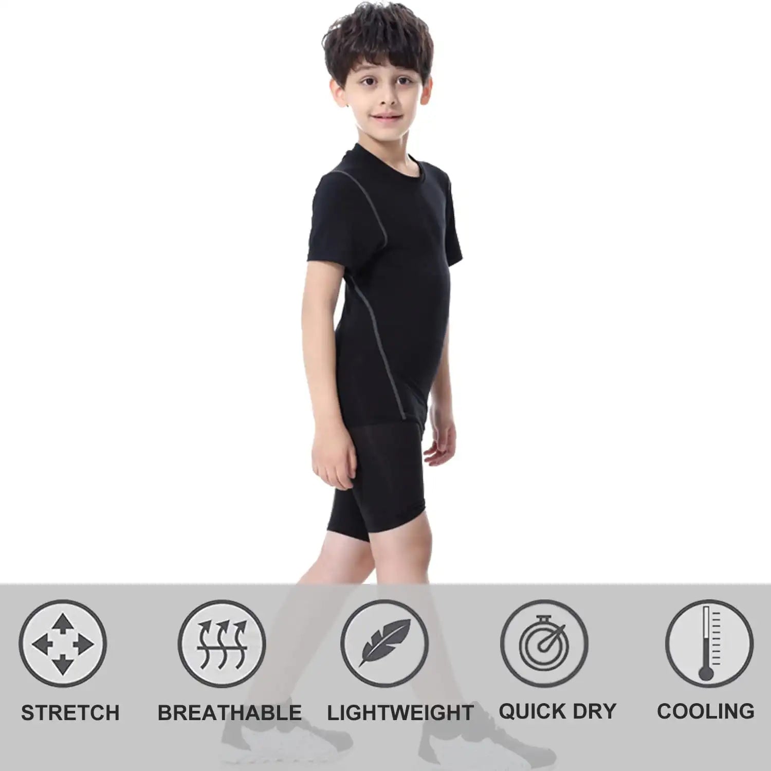 Boys Compression Shirts Short Sleeve Football Undershirt for Kid Quick Dry Athletic Baseball Youth T-Shirt Base Layer