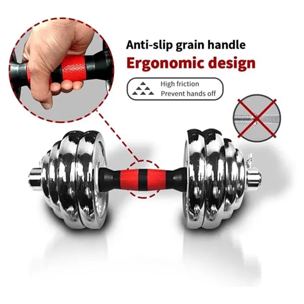 Adjustable Dumbbell Set With 3 in 1 Dumbbell Barbell Metal Connecting Rod, Chromed Weights Hardcover Gift Box