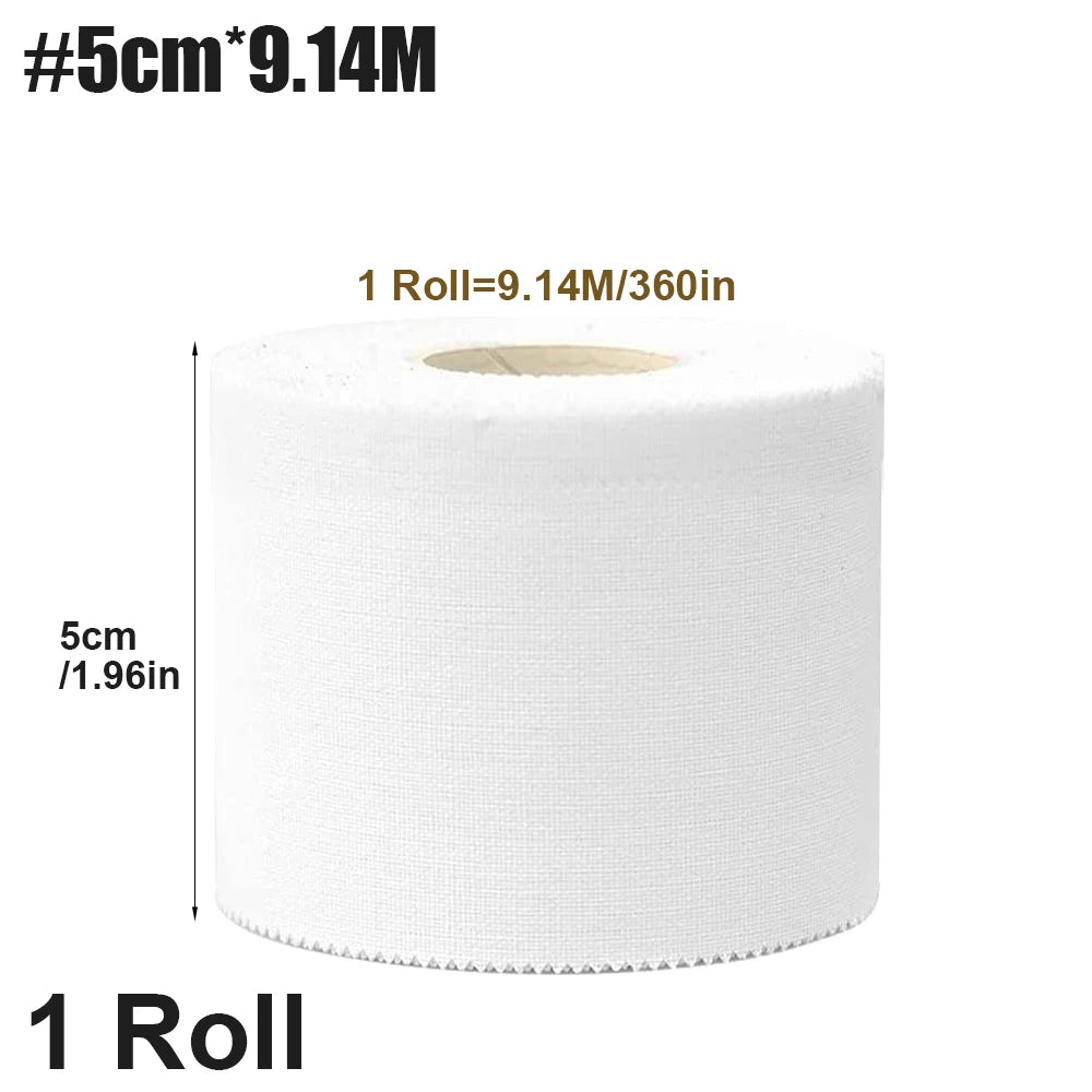 1 Roll Athletic Tape In White Cotton Sports Tape Adhesive Elastic Bandage Knee Wrist Ankles Muscle Support- Easy Tearing