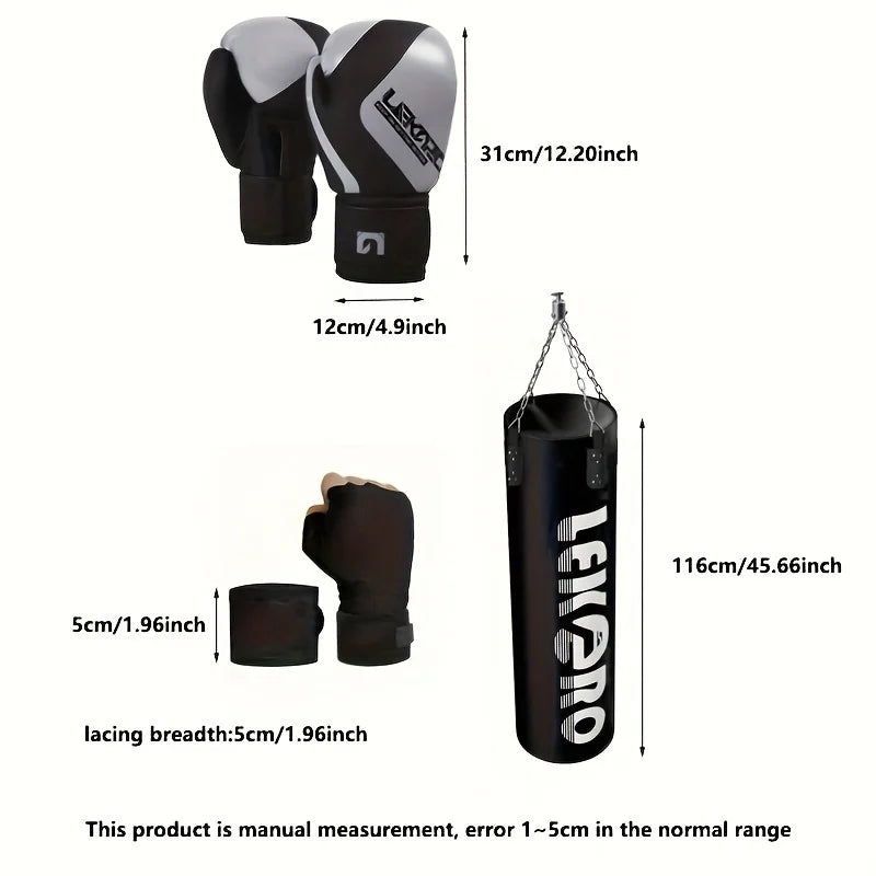 Heavy Duty Hanging Punching Bag (Unfilled) for Boxing, MMA, Kickboxing - Training Punching Bag with Gloves - Gift for Boxing Lov