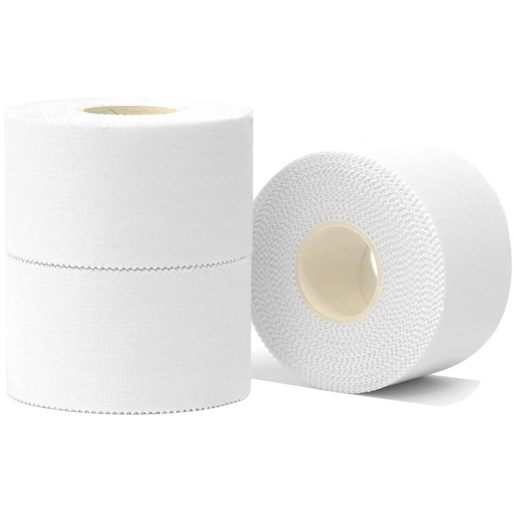 1 Roll Athletic Tape In White Cotton Sports Tape Adhesive Elastic Bandage Knee Wrist Ankles Muscle Support- Easy Tearing