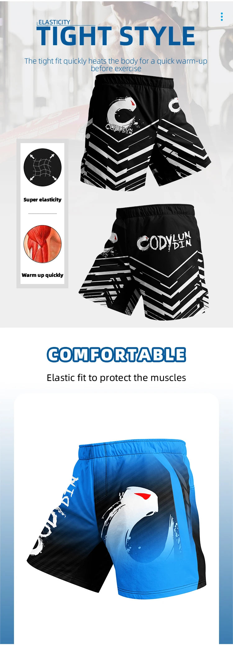 High Quality Cody Lundin Boxing Mma Shorts Fighting Wear Compression Wholesale Grappling Mma Shorts With Rubber Waist