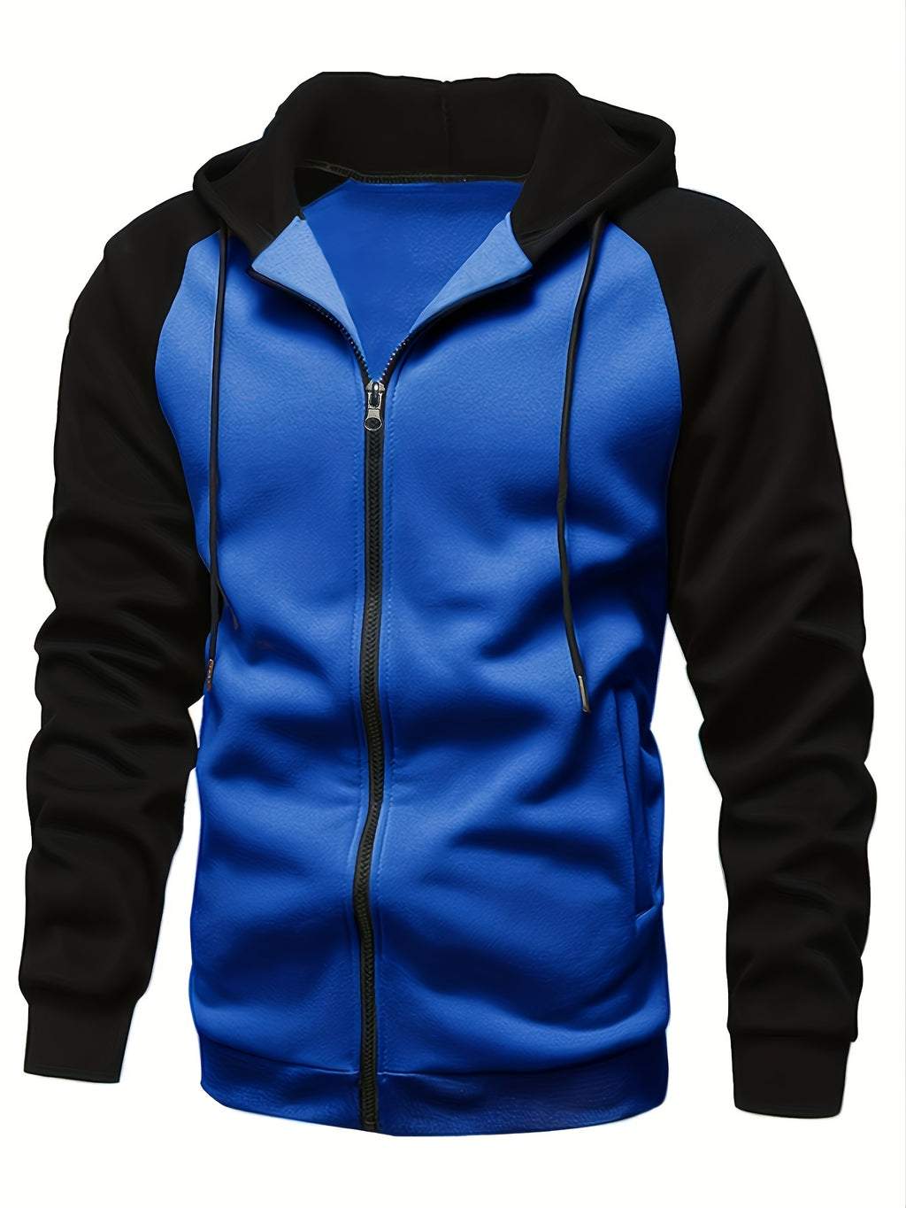 Color Block Men's Hooded Jacket Casual Long Sleeve Hoodies With Zipper Gym Sports Hooded Coat For Winter Fall