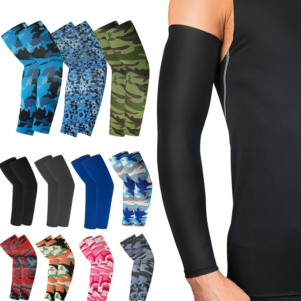 Athletic Arm Sleeves | 2pcs | Durable Material | Washable | Sports | Black with Colorful Patterns | Patterned Sleeve