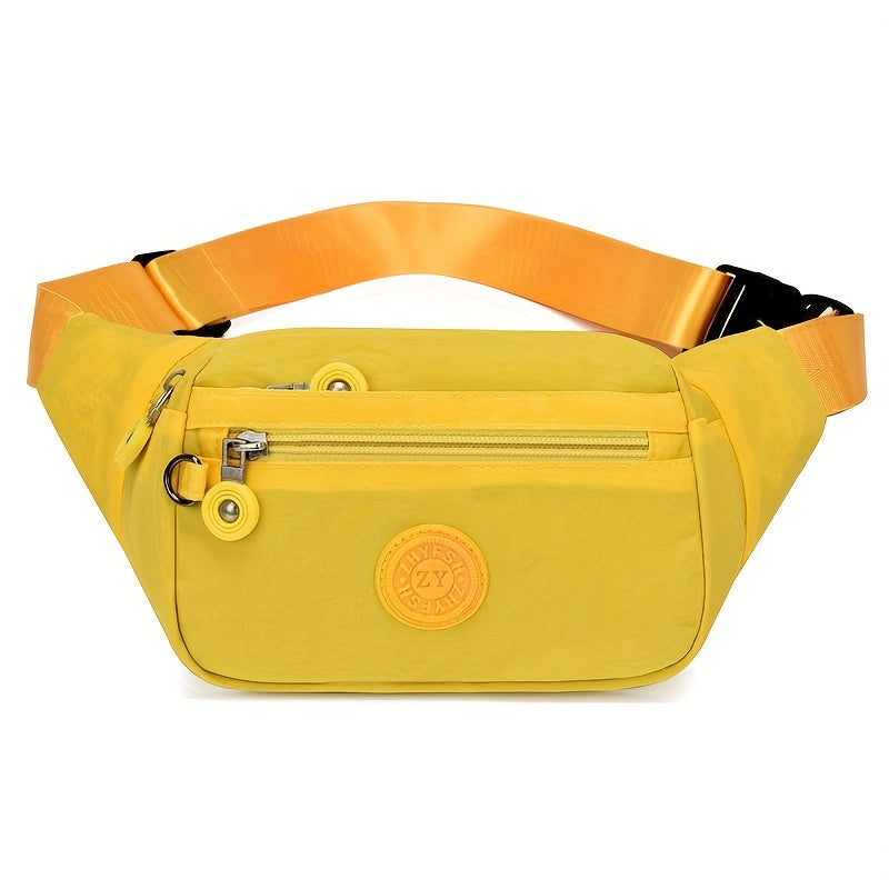 Trendy Letter Patch Waist Bag - Stylish, Water-Resistant Nylon Crossbody Phone Bag for Outdoor Adventures, Travel & Sports - Secure, Hands-Free Fanny Pack