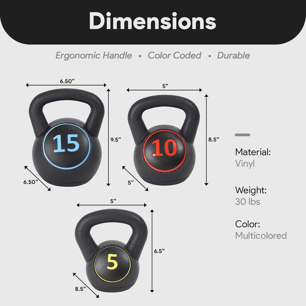 BalanceFrom Wide Grip Kettlebell Exercise Fitness Weight Set, Multiple Sizes