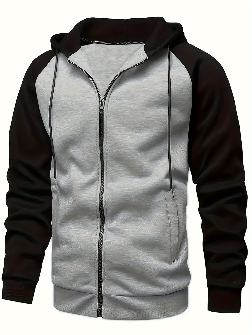 Color Block Men's Hooded Jacket Casual Long Sleeve Hoodies With Zipper Gym Sports Hooded Coat For Winter Fall