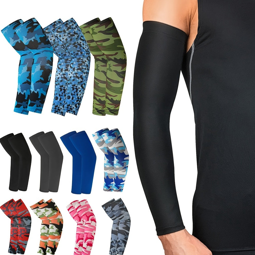 Athletic Arm Sleeves | 2pcs | Durable Material | Washable | Sports | Black with Colorful Patterns | Patterned Sleeve