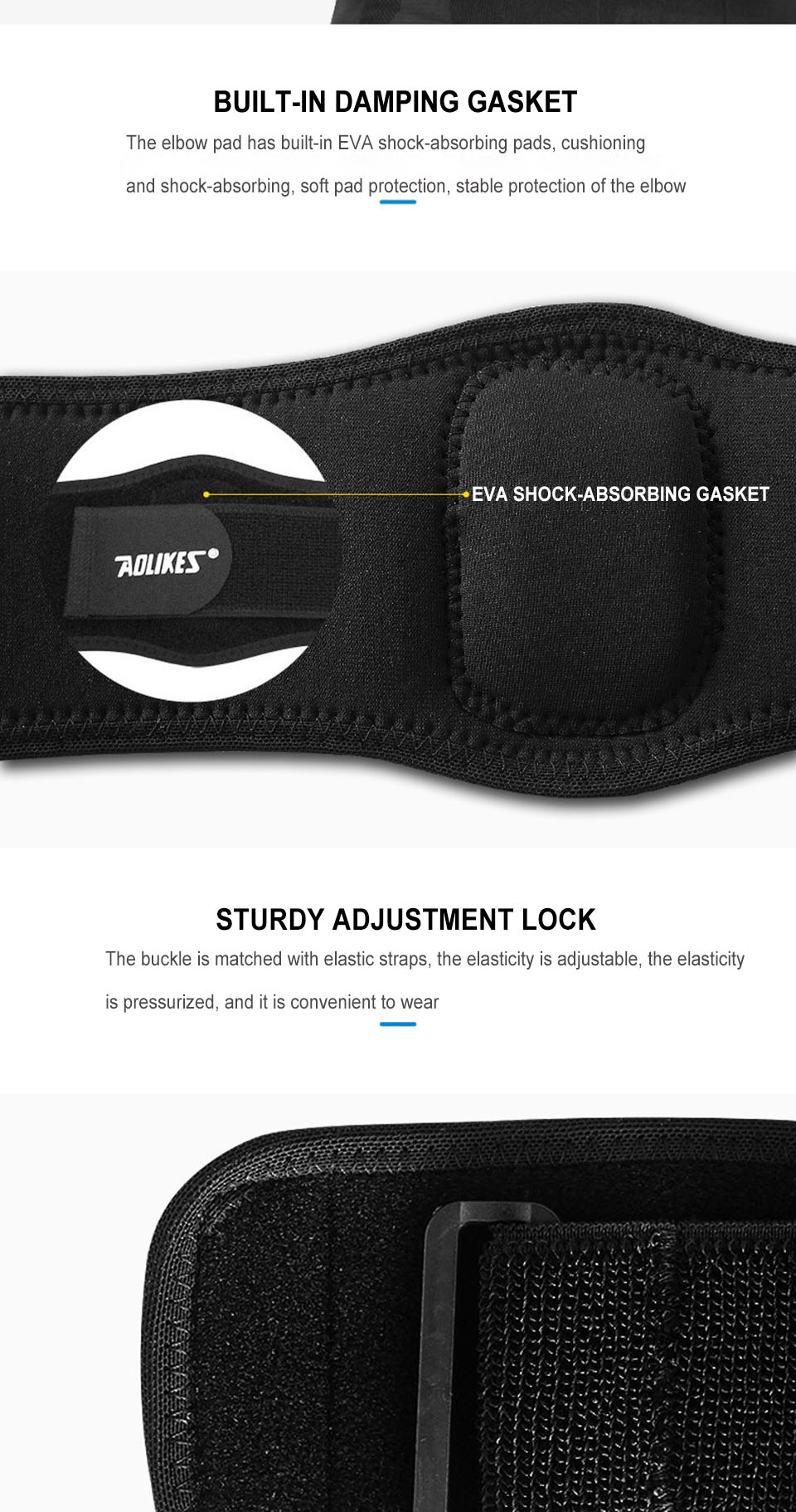 AOLIKES Tennis Elbow Support Pads - Adjustable Tennis Elbow Brace with Compression, Tennis Elbow Brace for Tennis, Basketball, Golf, - Non-slip Strap, Hand Wash Only - Ideal For Epicondylitis, Elbow Brace, Sports Care, Fit De
