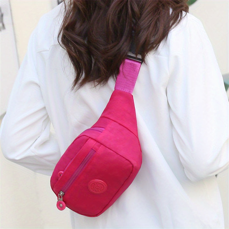 Trendy Letter Patch Waist Bag - Stylish, Water-Resistant Nylon Crossbody Phone Bag for Outdoor Adventures, Travel & Sports - Secure, Hands-Free Fanny Pack