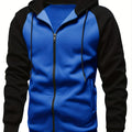 Color Block Men's Hooded Jacket Casual Long Sleeve Hoodies With Zipper Gym Sports Hooded Coat For Winter Fall