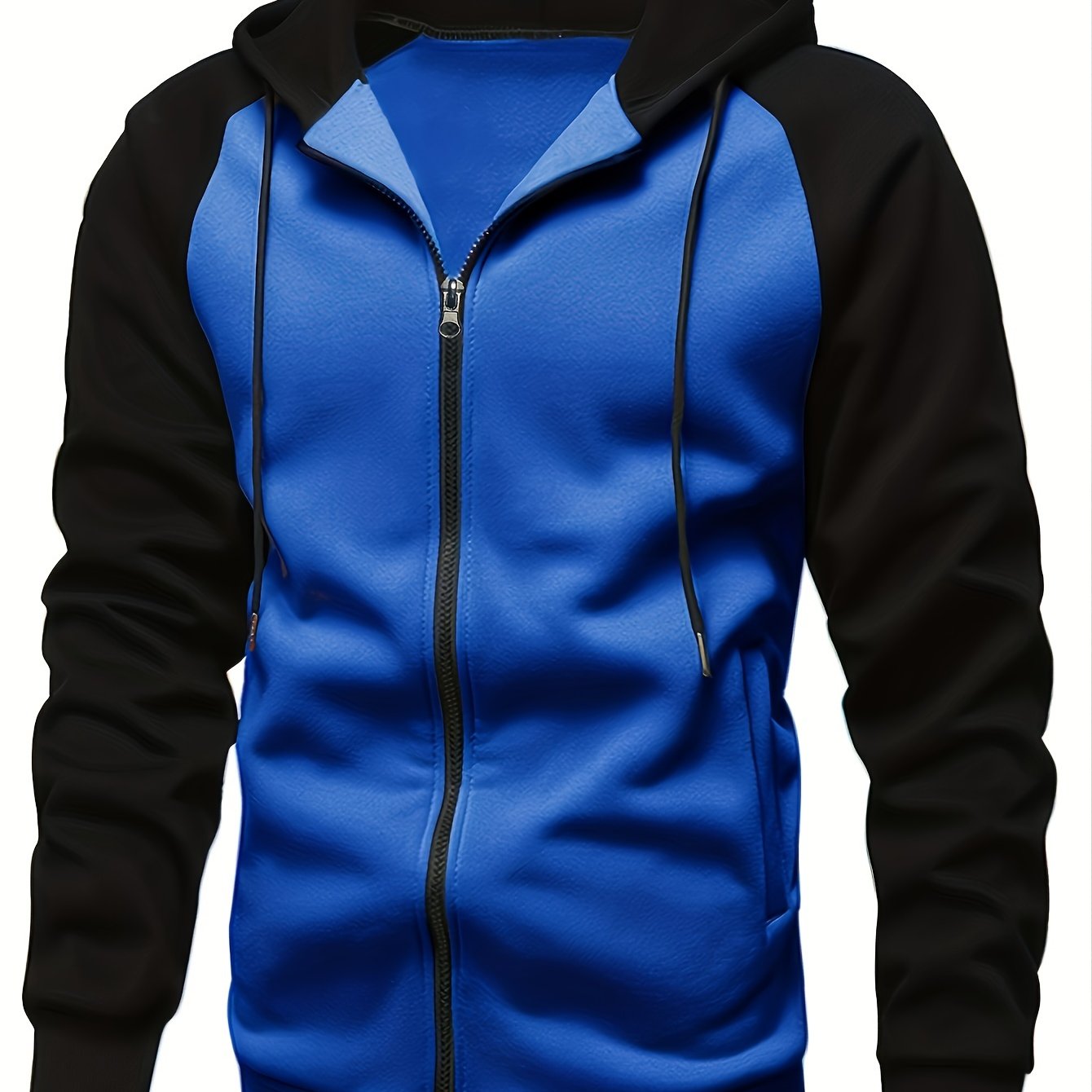 Color Block Men's Hooded Jacket Casual Long Sleeve Hoodies With Zipper Gym Sports Hooded Coat For Winter Fall