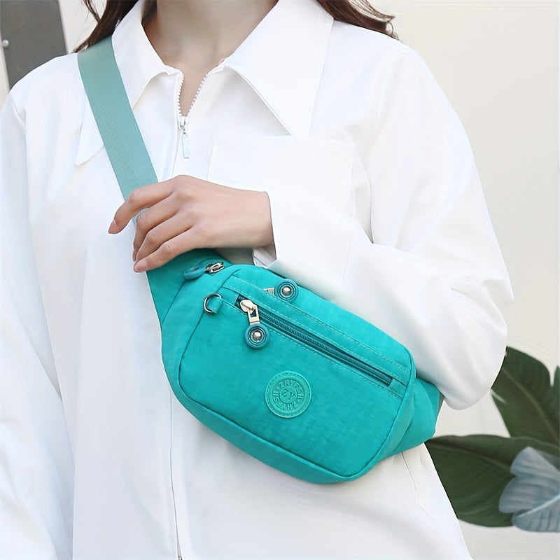Trendy Letter Patch Waist Bag - Stylish, Water-Resistant Nylon Crossbody Phone Bag for Outdoor Adventures, Travel & Sports - Secure, Hands-Free Fanny Pack
