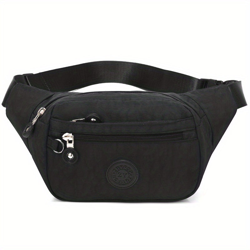 Trendy Letter Patch Waist Bag - Stylish, Water-Resistant Nylon Crossbody Phone Bag for Outdoor Adventures, Travel & Sports - Secure, Hands-Free Fanny Pack
