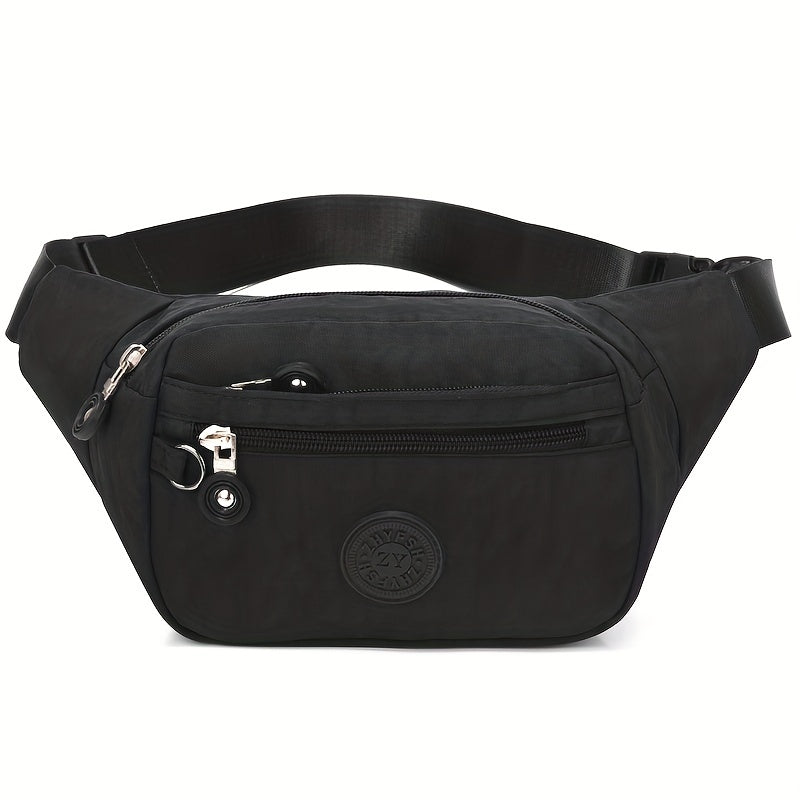 Trendy Letter Patch Waist Bag - Stylish, Water-Resistant Nylon Crossbody Phone Bag for Outdoor Adventures, Travel & Sports - Secure, Hands-Free Fanny Pack