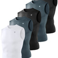 TELALEO 5-Pack Men'S Athletic Compression Shirts - Sleeveless Workout Tank Tops for Running, Basketball & Outdoor Activities, Breathable & Supportive Design, Black, White, Red, Blue, Sports Tank Tops